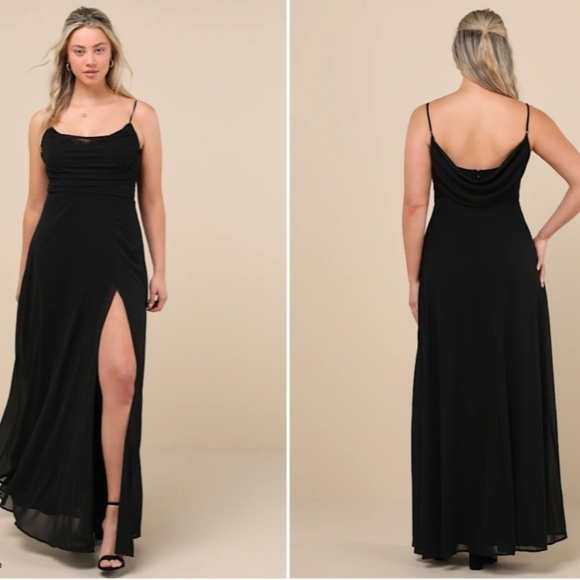 LULU's Sexy Formal Chic Elegant Wedding Flowy Sophisticated Chiffon Maxi Dress - Picture 1 of 6